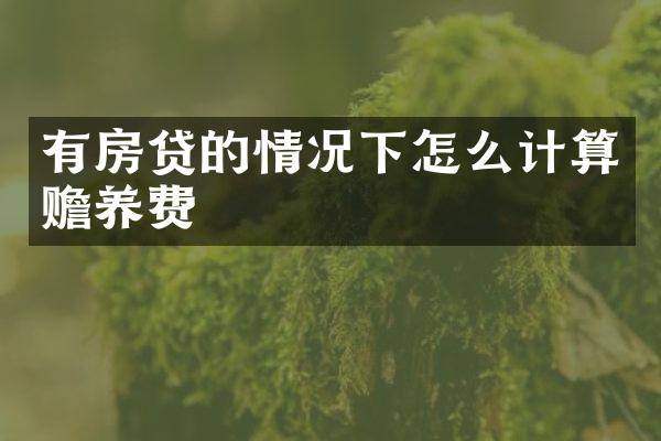 有房贷的情况下怎么计算赡养费