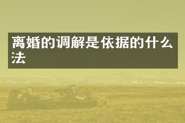 离婚的调解是依据的什么法