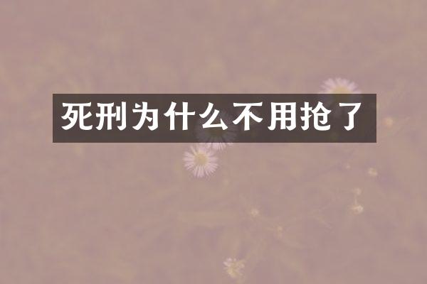 死刑为什么不用抢了