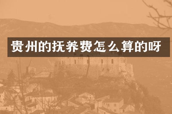 贵州的抚养费怎么算的呀
