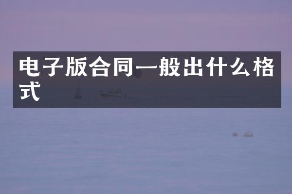 电子版合同一般出什么格式