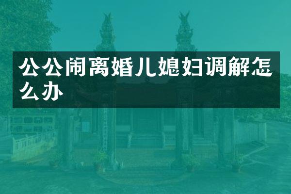 公公闹离婚儿媳妇调解怎么办