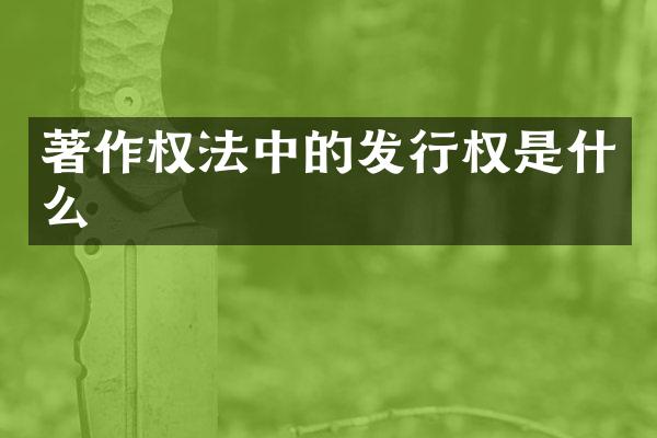著作权法中的发行权是什么