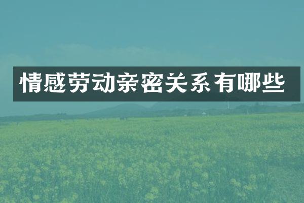 情感劳动亲密关系有哪些