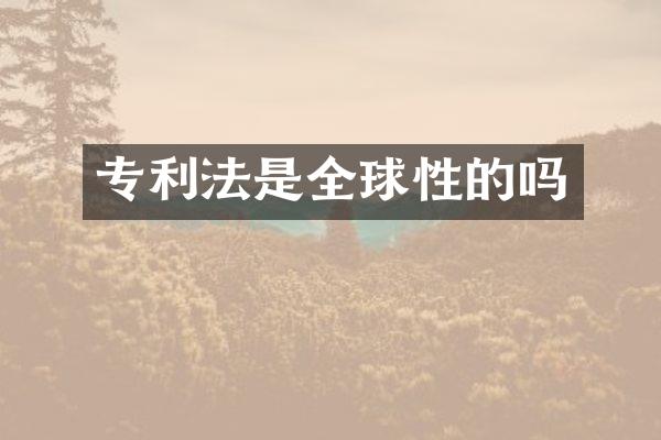 专利法是全球性的吗
