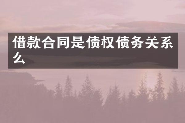 借款合同是债权债务关系么