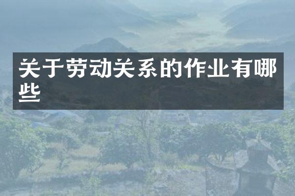 关于劳动关系的作业有哪些