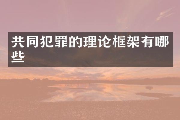 共同犯罪的理论框架有哪些