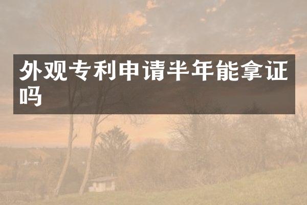 外观专利申请半年能拿证吗
