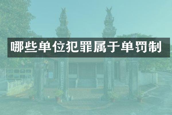 哪些单位犯罪属于单罚制