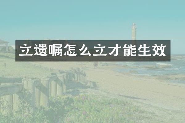 立遗嘱怎么立才能生效