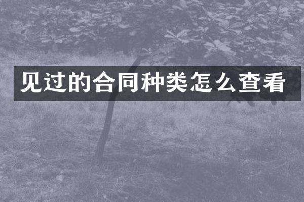 见过的合同种类怎么查看