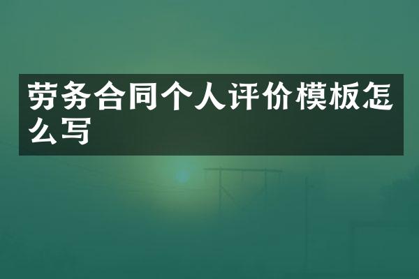 劳务合同个人评价模板怎么写