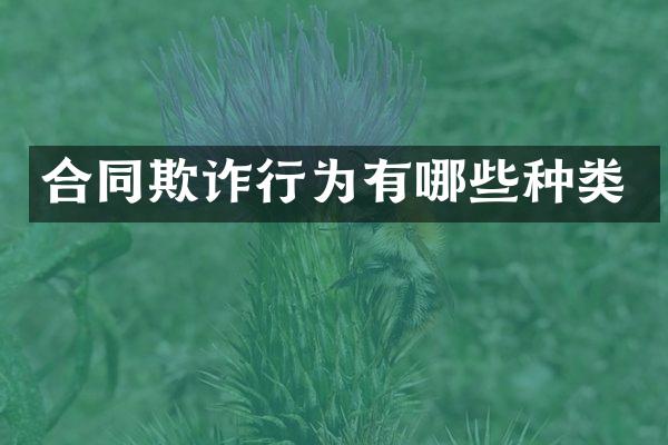 合同欺诈行为有哪些种类