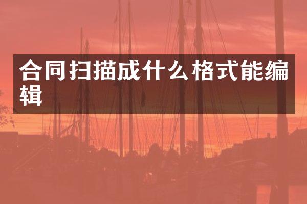 合同扫描成什么格式能编辑