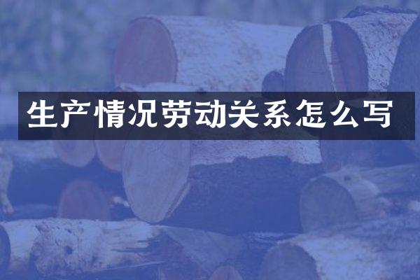 生产情况劳动关系怎么写