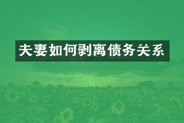 夫妻如何剥离债务关系