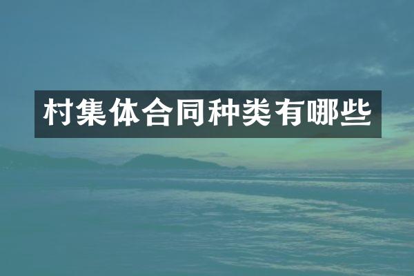 村集体合同种类有哪些