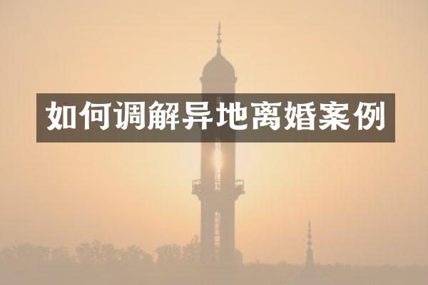 如何调解异地离婚案例