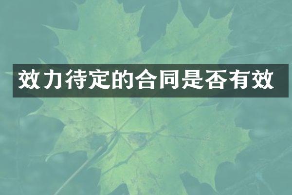 效力待定的合同是否有效