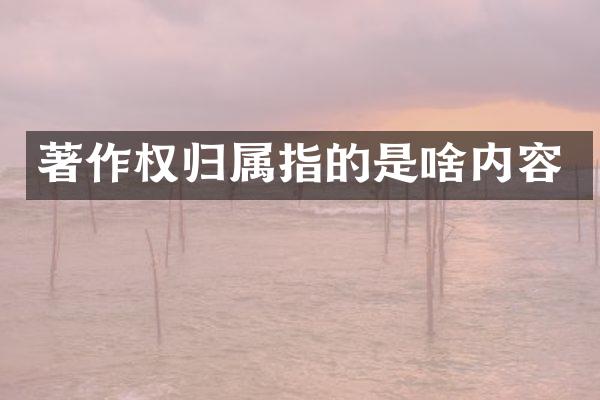 著作权归属指的是啥内容