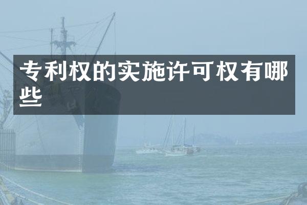 专利权的实施许可权有哪些