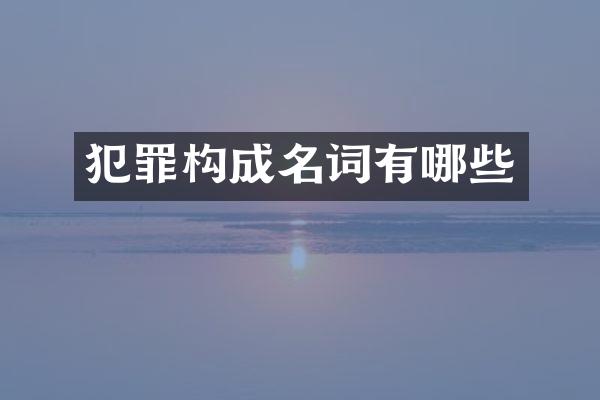 犯罪构成名词有哪些