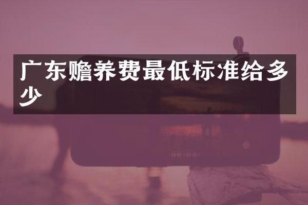 广东赡养费最低标准给多少