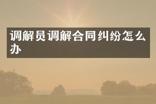 调解员调解合同纠纷怎么办