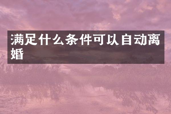 满足什么条件可以自动离婚