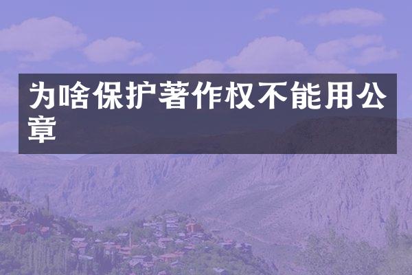 为啥保护著作权不能用公章