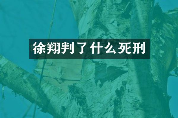 徐翔判了什么死刑