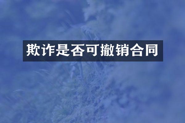 欺诈是否可撤销合同