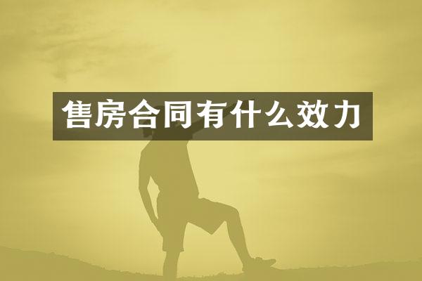 售房合同有什么效力