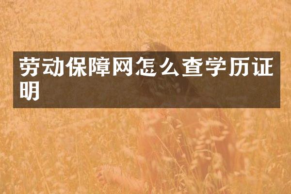 劳动保障网怎么查学历证明