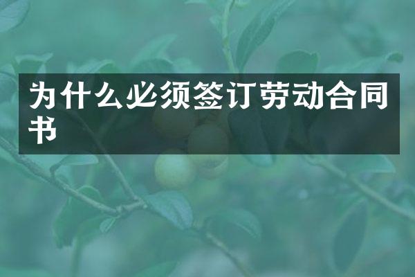 为什么必须签订劳动合同书