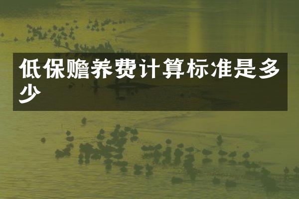 低保赡养费计算标准是多少