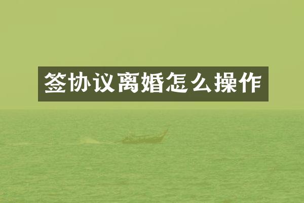 签协议离婚怎么操作