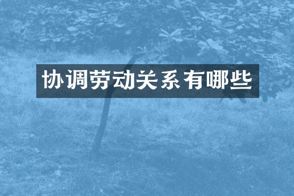 协调劳动关系有哪些