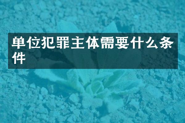 单位犯罪主体需要什么条件
