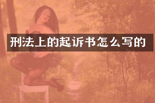 刑法上的起诉书怎么写的