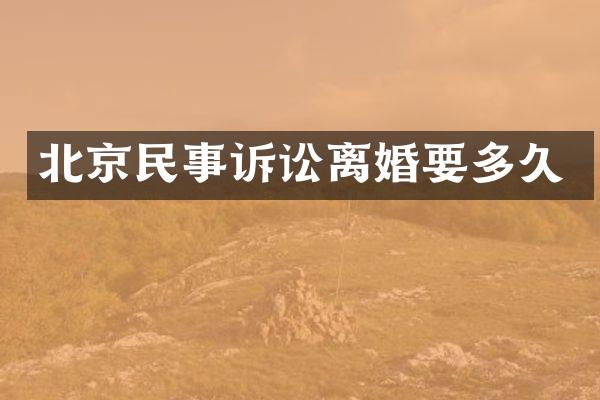 北京民事诉讼离婚要多久