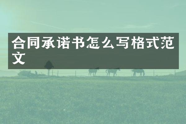 合同承诺书怎么写格式范文