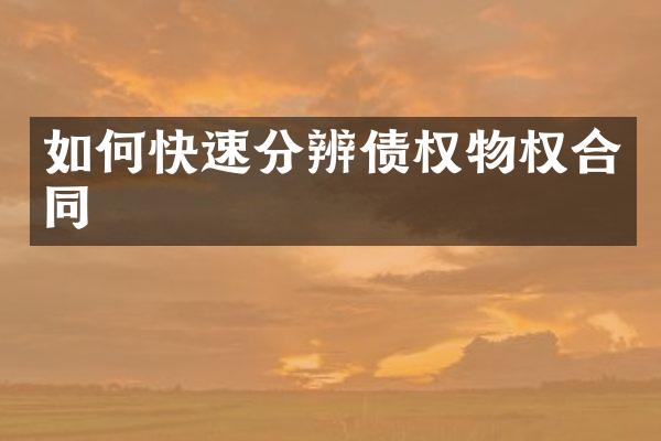 如何快速分辨债权物权合同