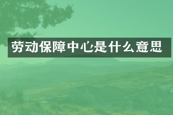 劳动保障中心是什么意思