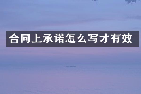 合同上承诺怎么写才有效