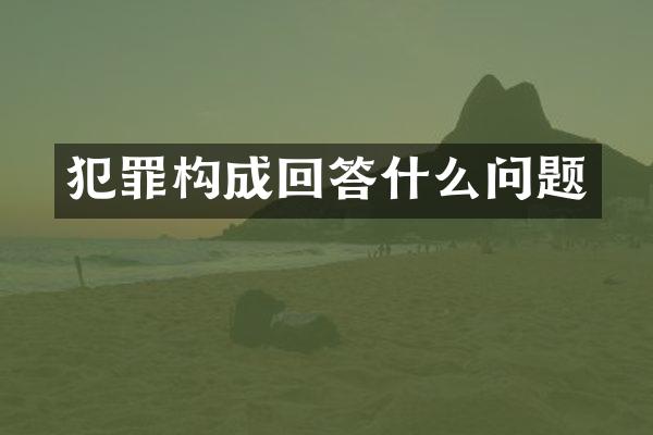 犯罪构成回答什么问题