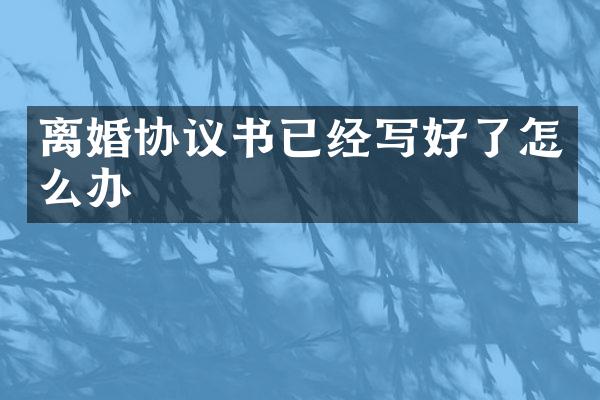 离婚协议书已经写好了怎么办