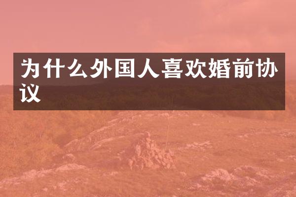 为什么外国人喜欢婚前协议