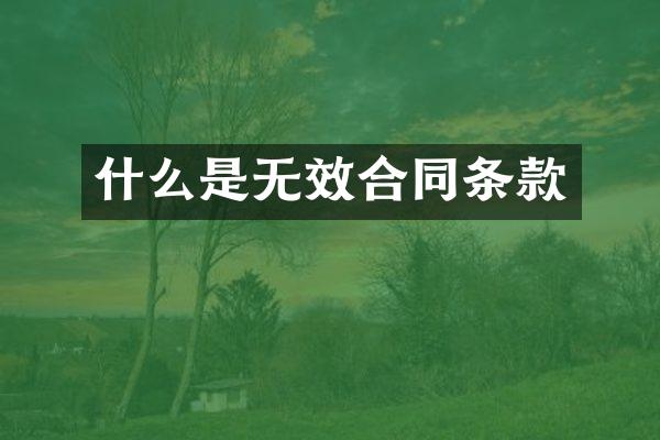 什么是无效合同条款
